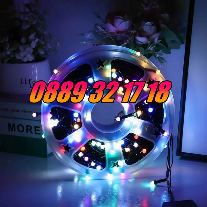 Коледни лампички 100 метра на макара, многоцветни, водоустойчиви