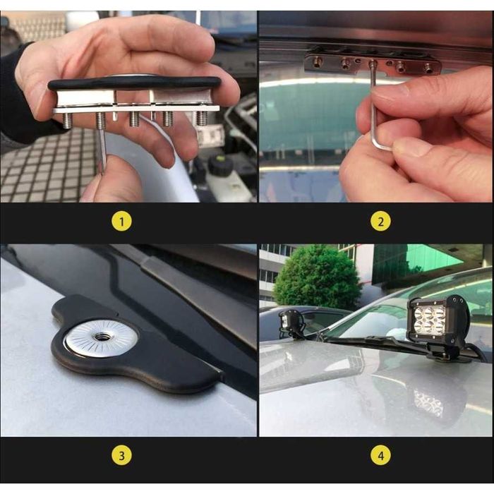 Suporti universali PROIECTOR LED / BARA LED pentru capota auto