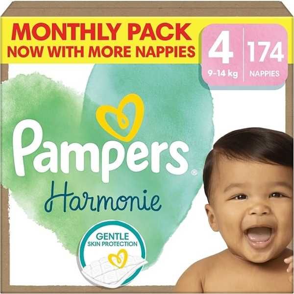 Бебешки пелени Pampers Harmonie Размер 4, 174 пелени, 9 кг-14 к