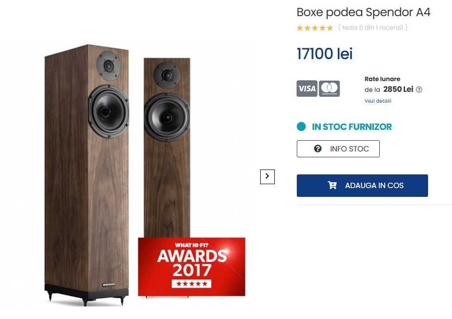 Boxe de podea (floorstanding) Spendor A4 + super bonus