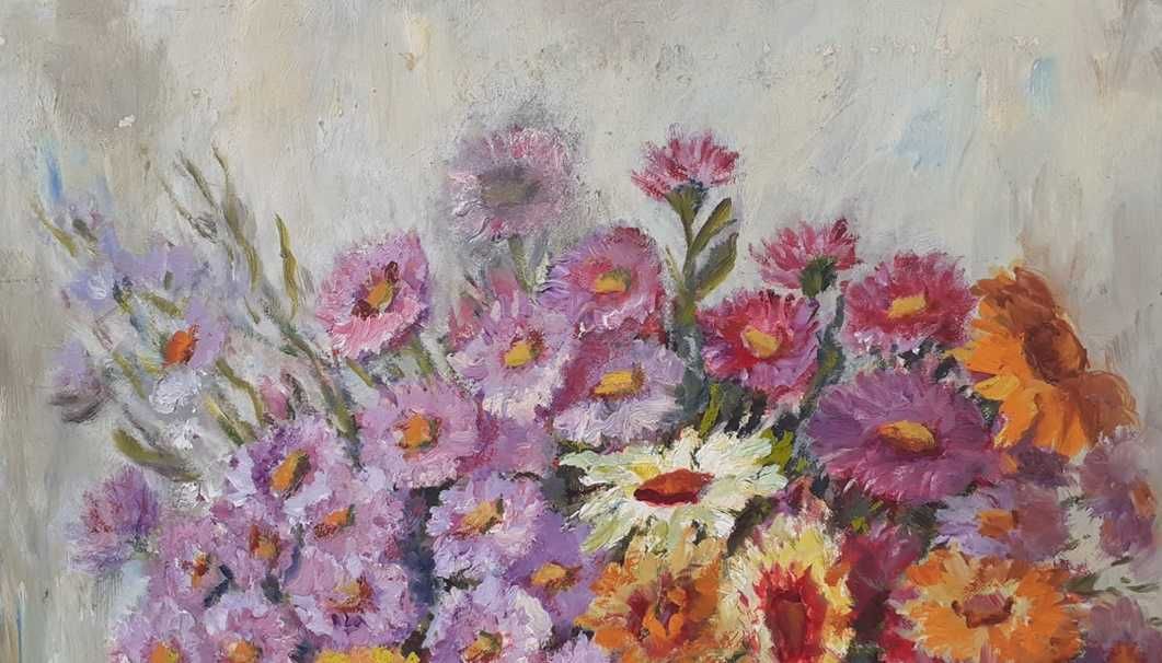 Tablou vechi - flori de camp - semnat G. Gasser