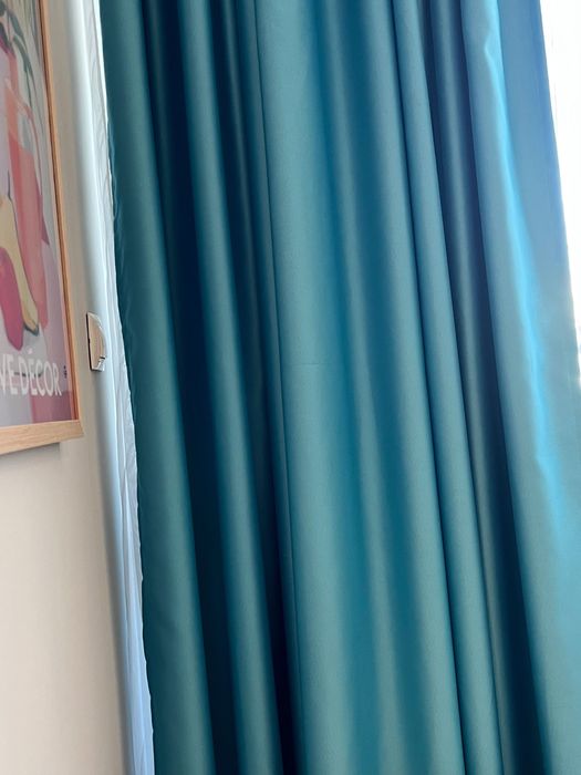 Плътни пердета- блекаут завеси тюркоаз 2 бр