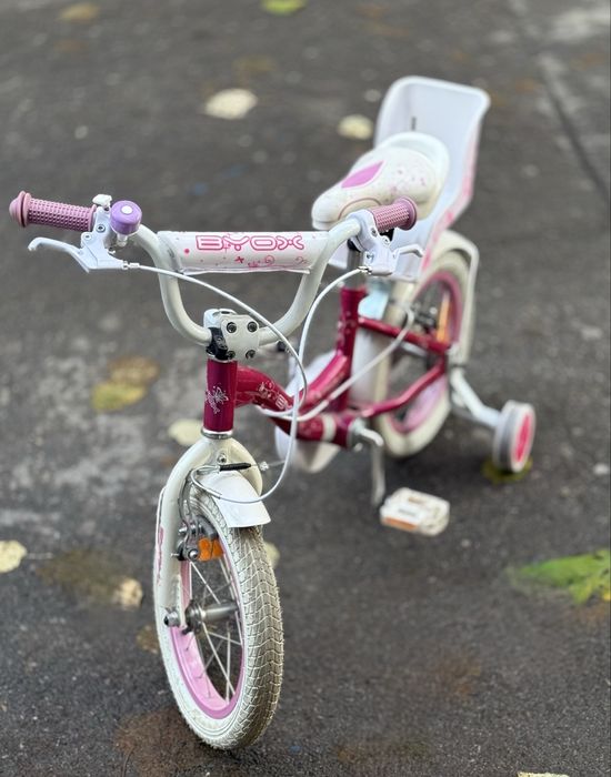 Велосипед за момиче 14" Flower Pink, с помощни колела