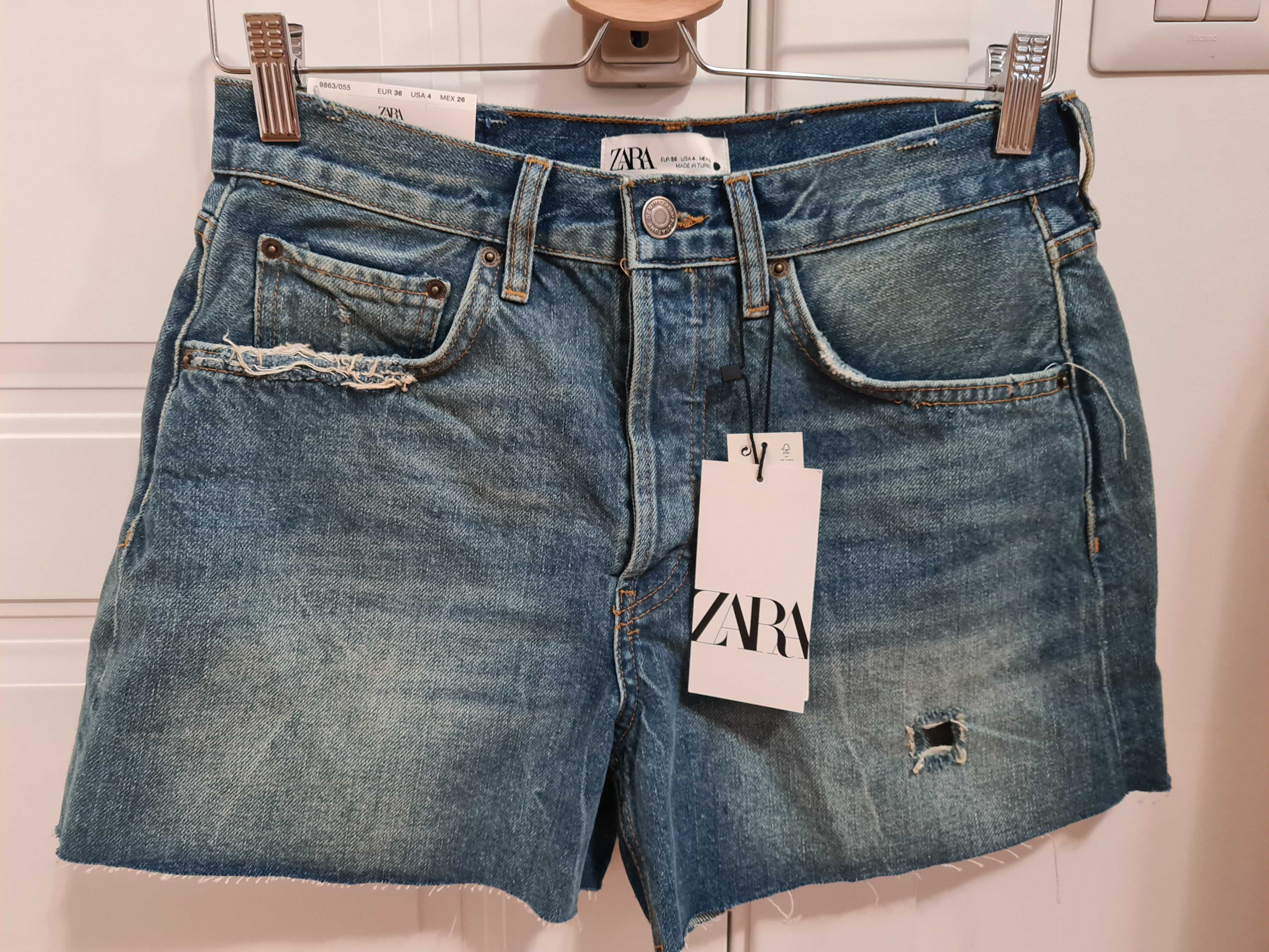 Blugi/pantaloni denim scurti Zara, noi, cu eticheta