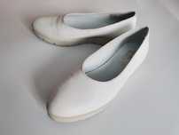 Pantofi albi piele fara toc