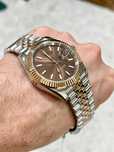 ceas barbat rolex datejust 41mm bi-color choholat