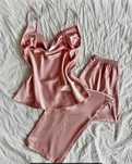Pijama satin roz pudrat