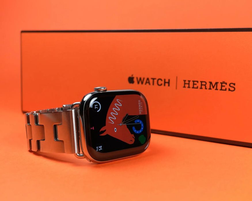 Apple Watch Hermès 10 46mm Silver Titanium – Hermès Grand H satiné (M)