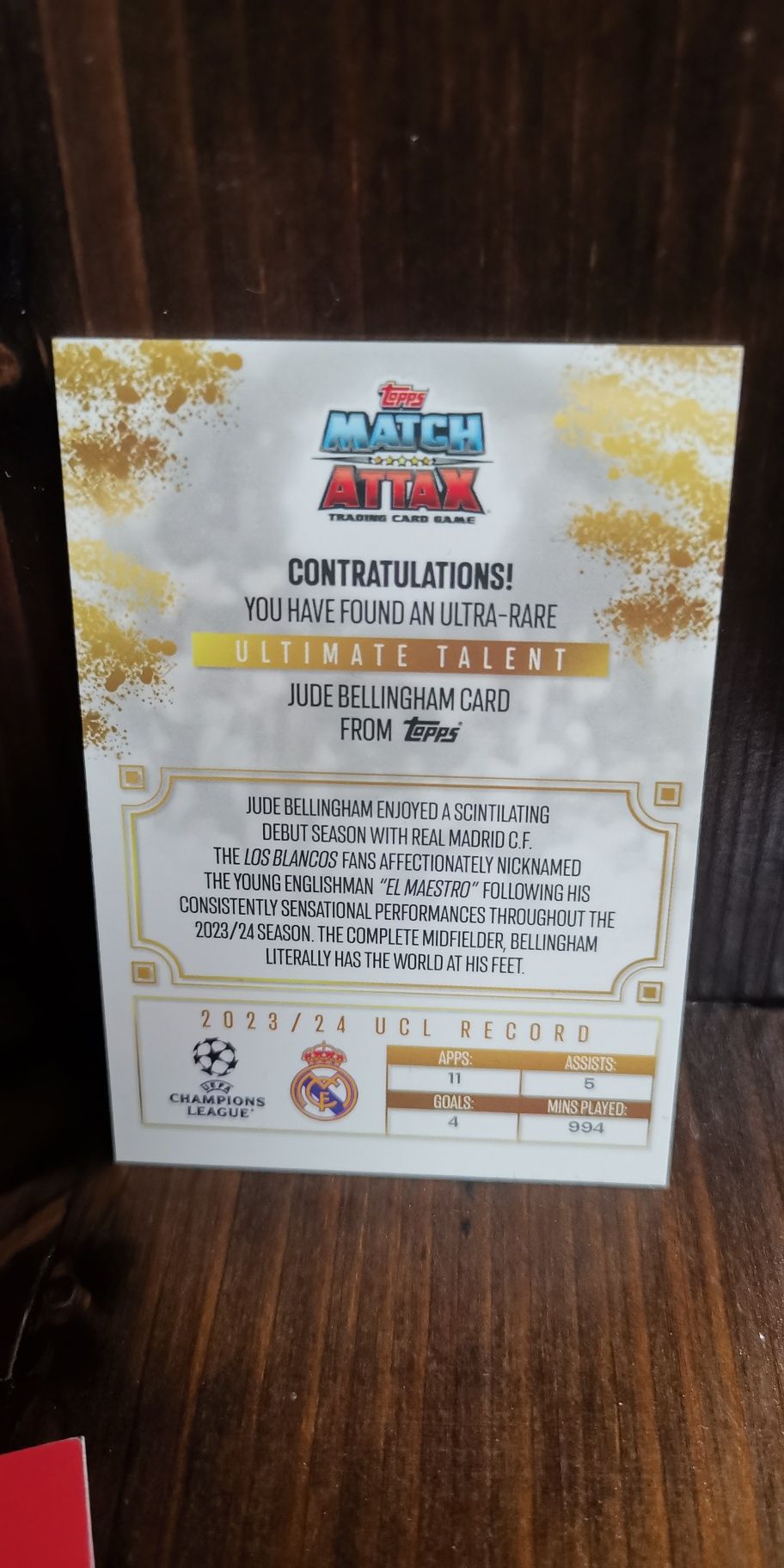 Match Attax 24/25 - El Maestro Jude Bellingham Ultimate Talent ultra