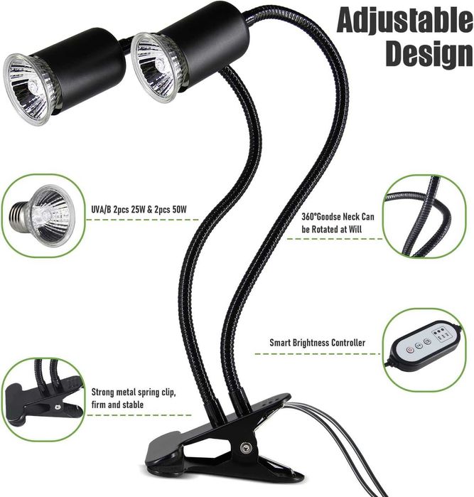 Lampa DUBLA caldura - reptile/amfibieni/rozatoare/  REDUS de la 230RON