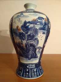 Vaza asiatica veche, din Portelan ’Albastru si Alb’
