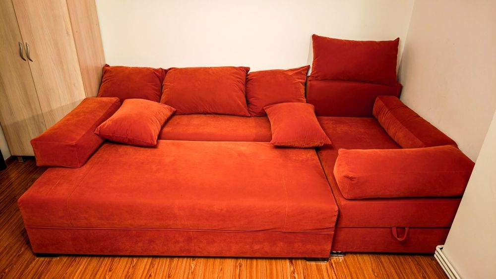 Canapea living, extensibilă, 2 spații depozitare 1 cu piston pneumatic