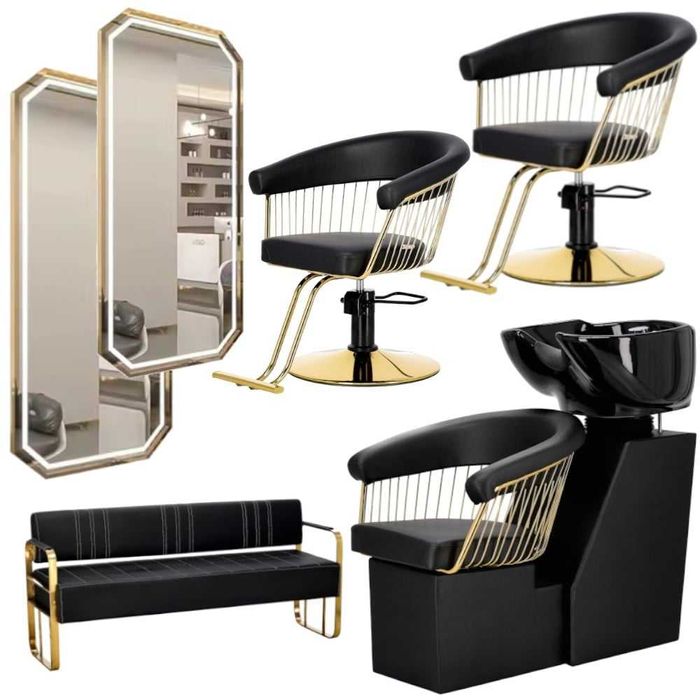 Mobilier Scaun frizerie coafor scafa ceramica Verde Negru Auriu