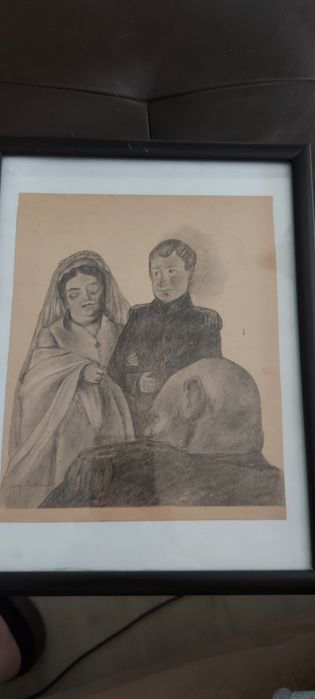 Tablou vechi,grafica, 3 lucrari deosebite,autor Dan Hatmanu.