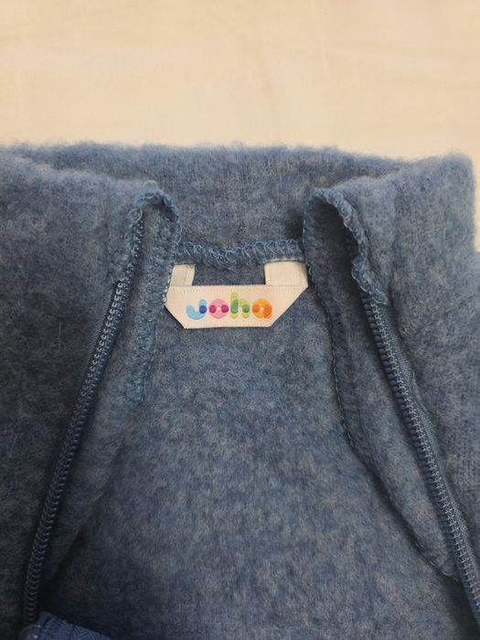 Overall cu mănuși și botoșei lână merinos fleece, Joha - Basic Blue