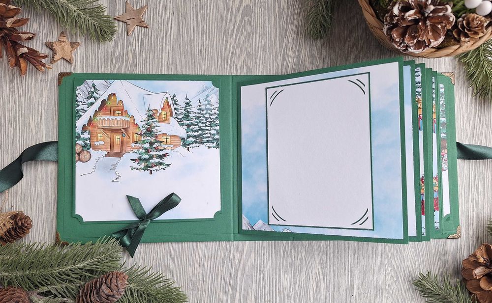 Коледен скрапбук албум "Снежна гора", ръчна изработка /54.20