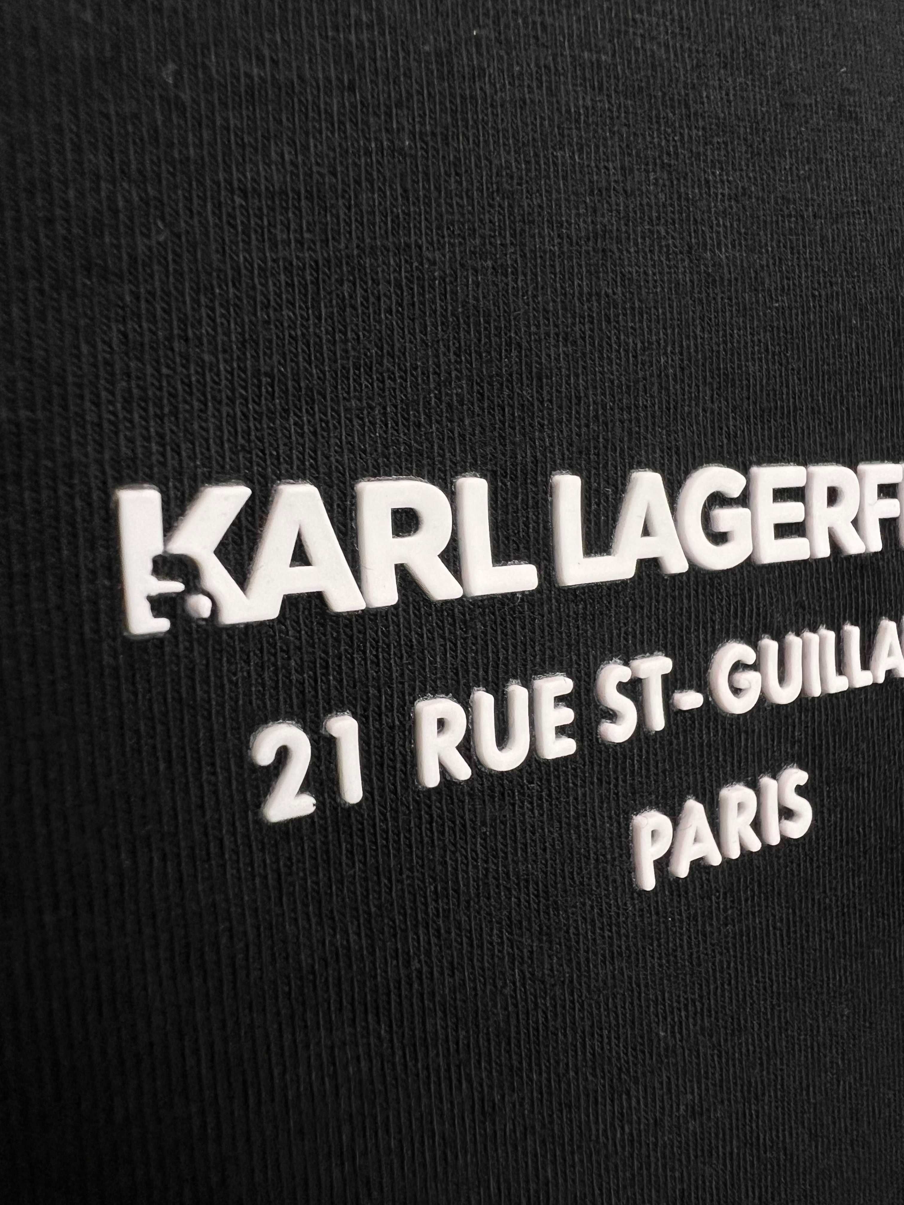 Автентична 2023/24 Karl Lagerfeld черна тениска 3D Лого S M L XL