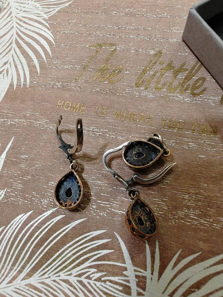 Set vintage din argint 925 cu piatra albastra