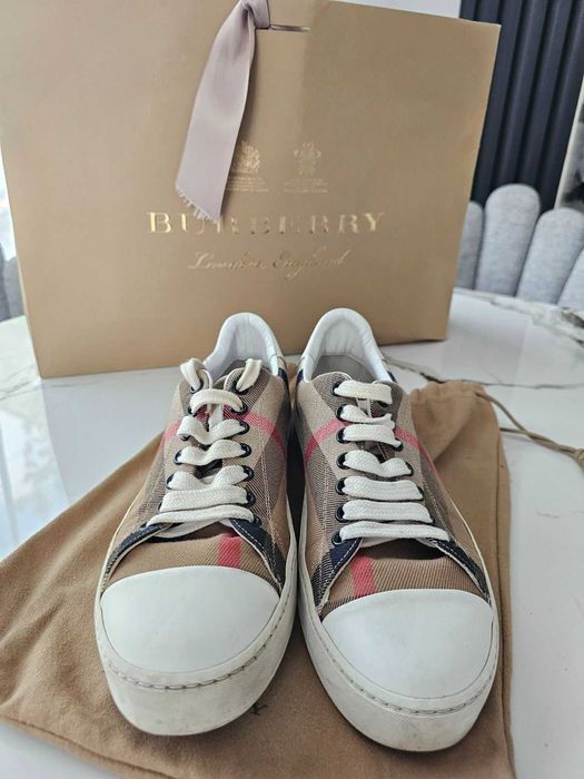 Обувки Burberry White/Beige Nova Check Canva 37 номер