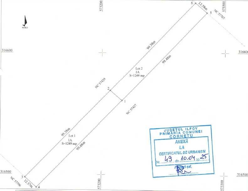 Teren Intravilan - Cornetu | 2 Loturi | 1250 mp/lot | Super Oferta