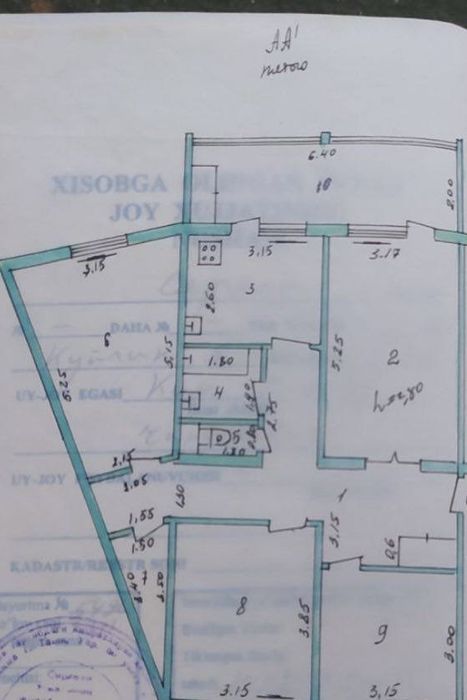 Сергелийский район. Куйлюк 5 массив. 4х комнатная. Без ремонта 99м2