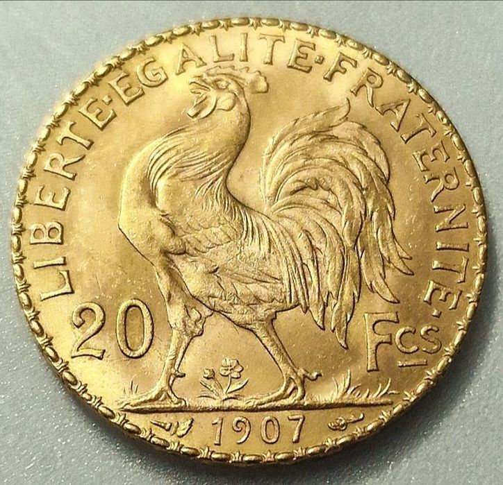 Vând monede istorice de aur Franța 20 franci (Cocoș))