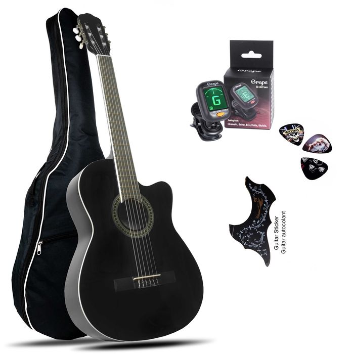 Set complet Chitara Clasica Cutaway GRAPE Neagra 39″