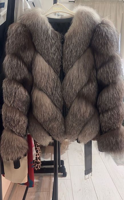 Haină de blana din vulpe argintie