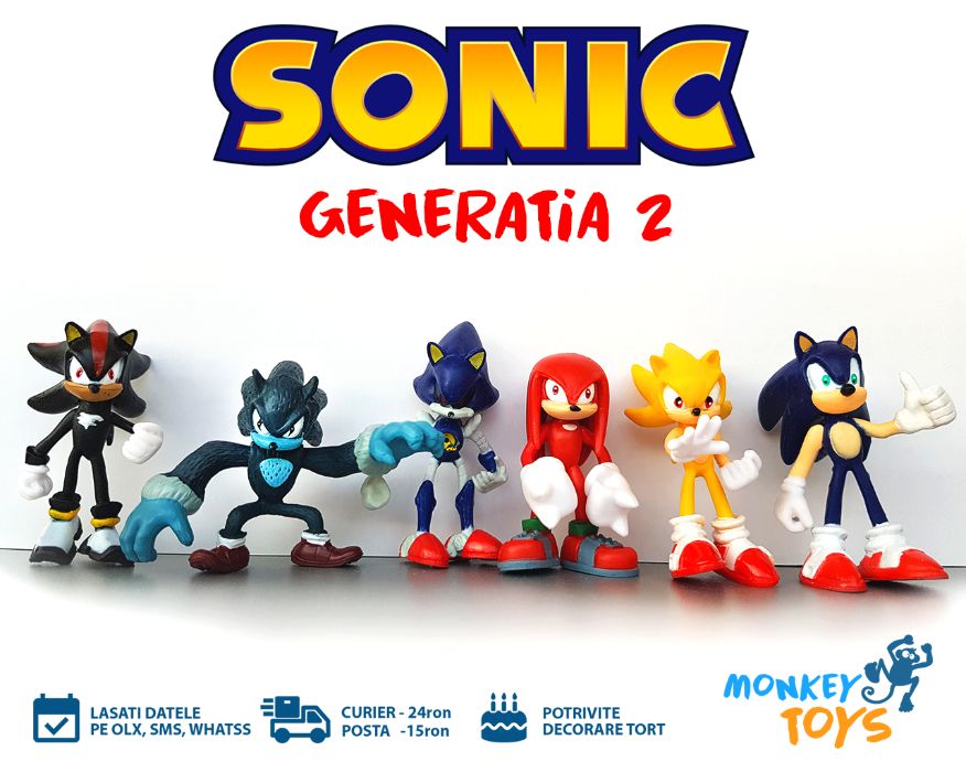 Set 6 Jucarii / figurine - Set Sonic si prietenii - generatia 2