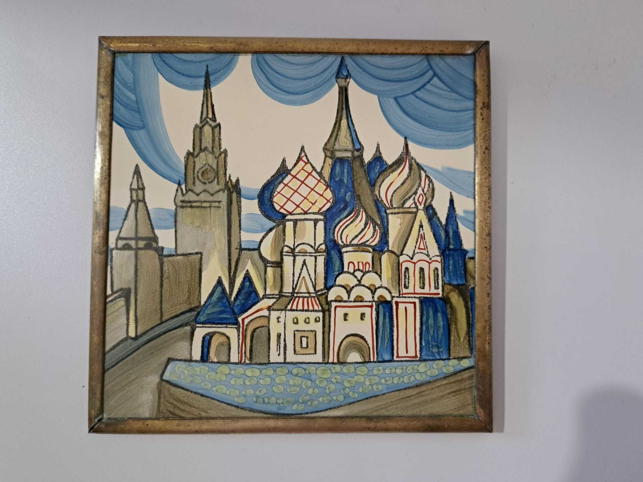 Tablou vintage cu biserica Sf. Vasile din Moscova