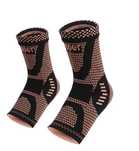 Set 2 sosete de compresie pentru glezna cu fir de cupru, unisex, sport
