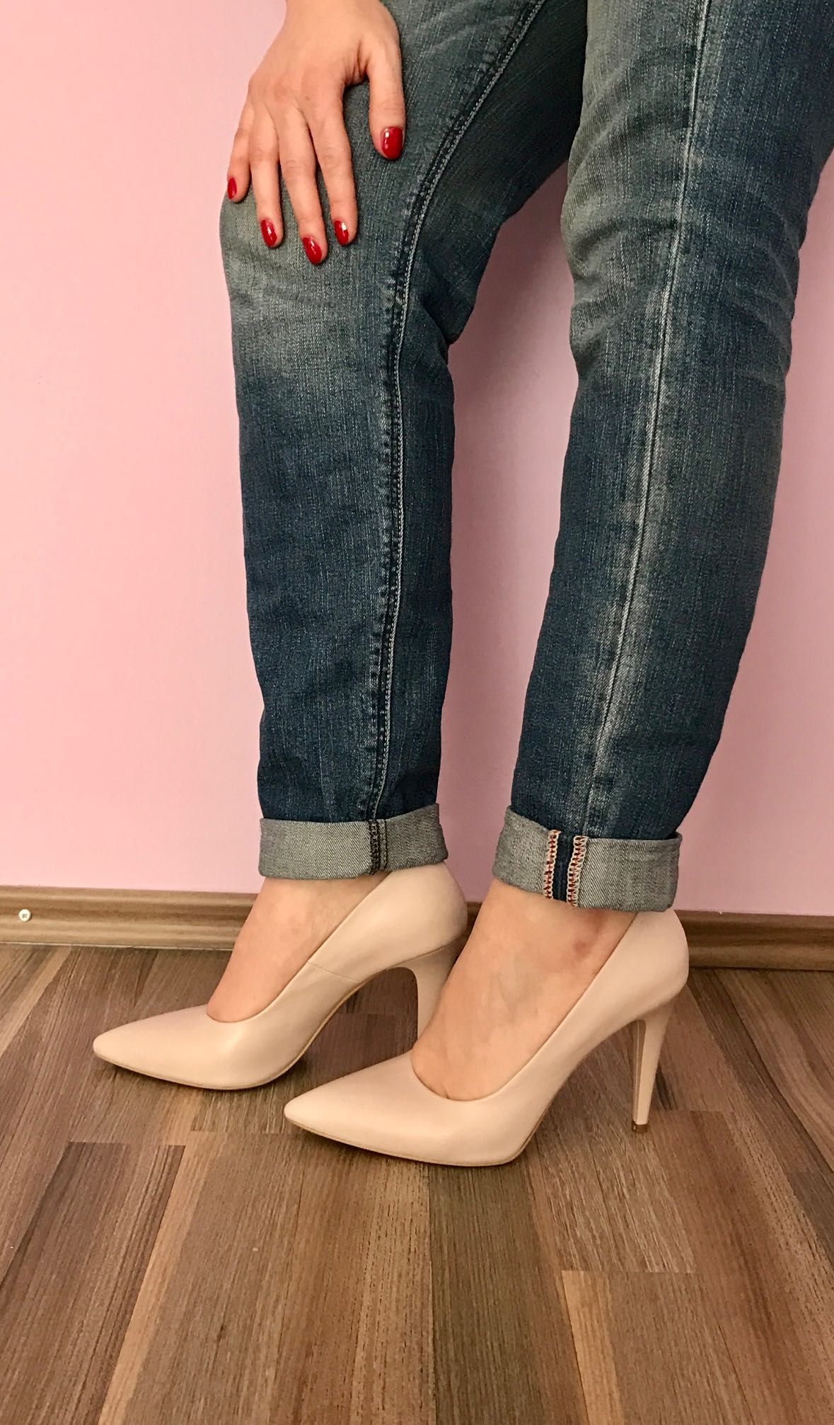 Stiletto nude 36, 100% piele naturala