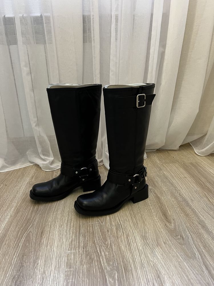 Кожаные сапоги Zara (Biker boots)