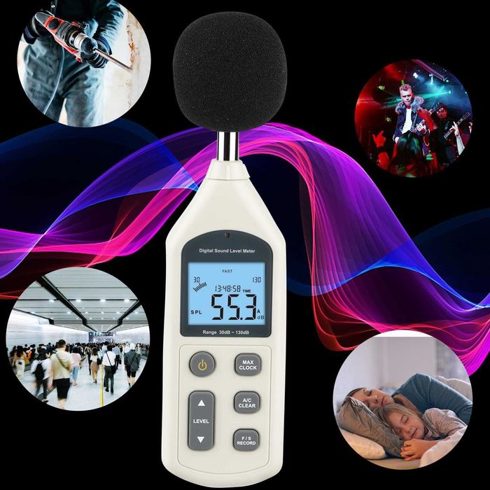 Decibelmetru, Aparat masurare zgomot 30-130dB cu USB si ecran iluminat