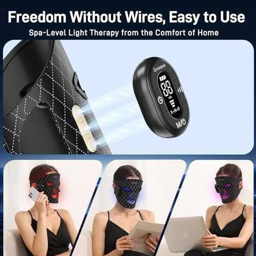Нова маска за лице 320 LED, безжична терапия, червена/синя светлина