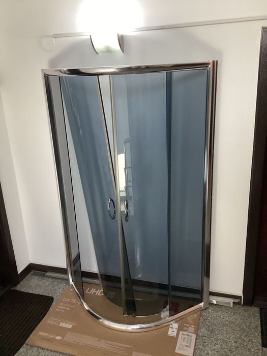 Cabina dus semirotunda 90x90x185 sticla securizata fumurie profil crom