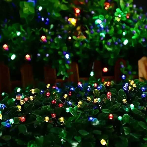 Многоцветни соларни LED лампи за градина с 8 различни програми 7 метра