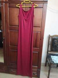 еластична дълга лятна рокля в цвят бордо С