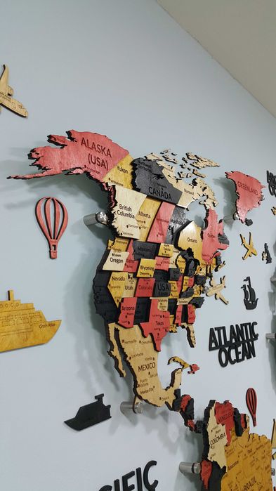 3D Yog‘och Dunyo Xaritalari, 3d karta mira, 3д карта мира