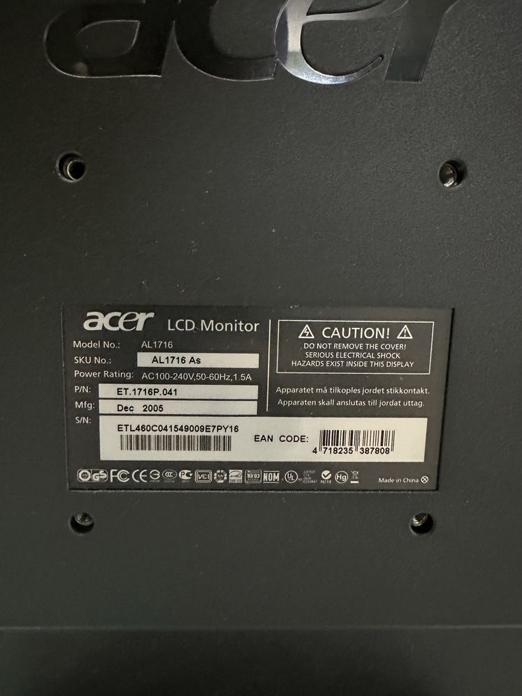 Монетор Acer AL1716