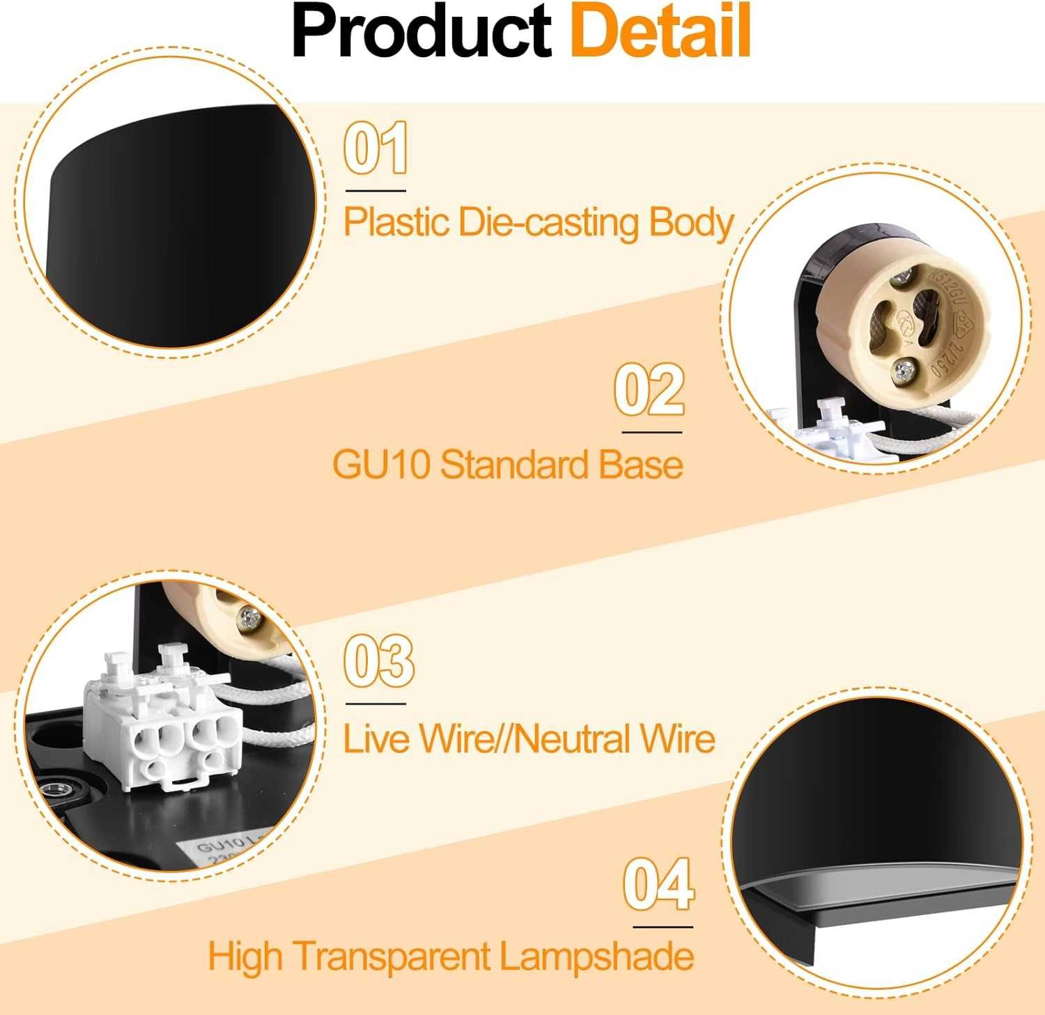 Set 2 aplice exterior, IP65, max 7W, soclu GU10, A+, Negru, Negociabil