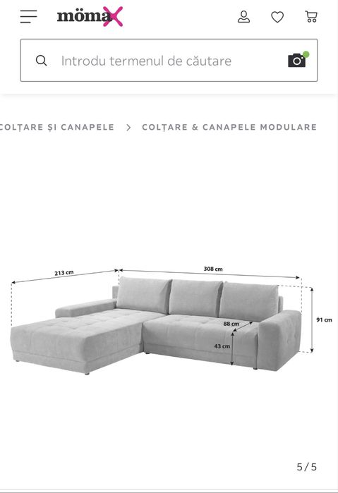 Canapea / Coltar extensibil cu lada depozitare