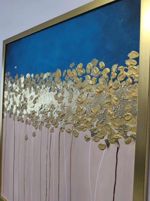 Tablou pictat manual cu foiță de aur