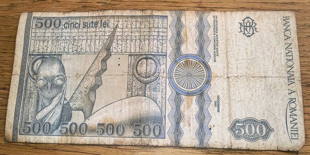 Bancnotă 500 lei – România 1992 (Constantin Brâncuși)