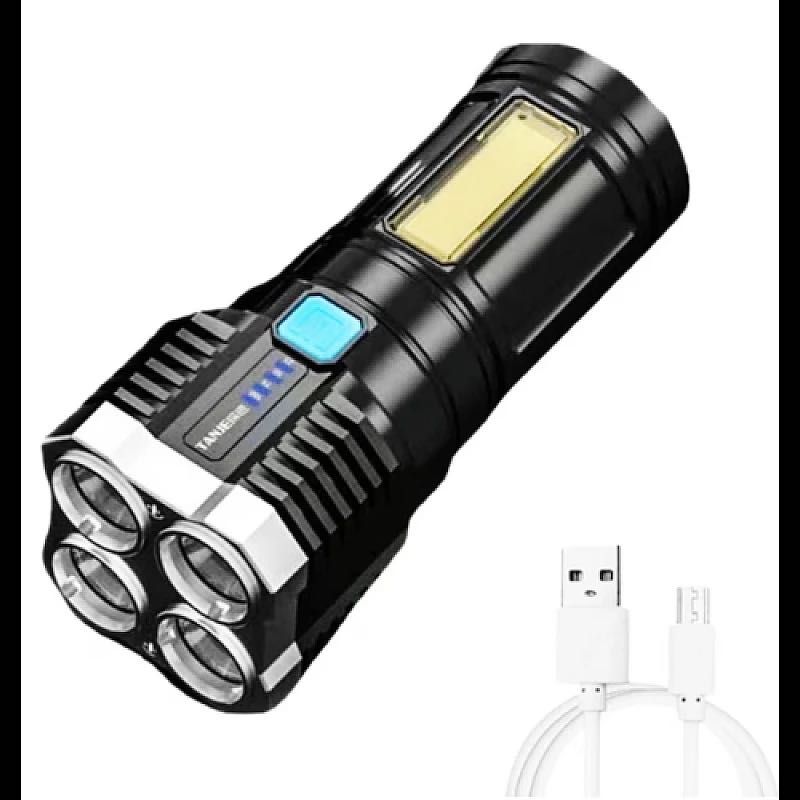 Lanterna cu 4 LED uri reincarcabila prin USB raza actiune 300m