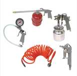 Kit compresor aer 5 piese:pistol umflat,vopsitorie si suflat aer