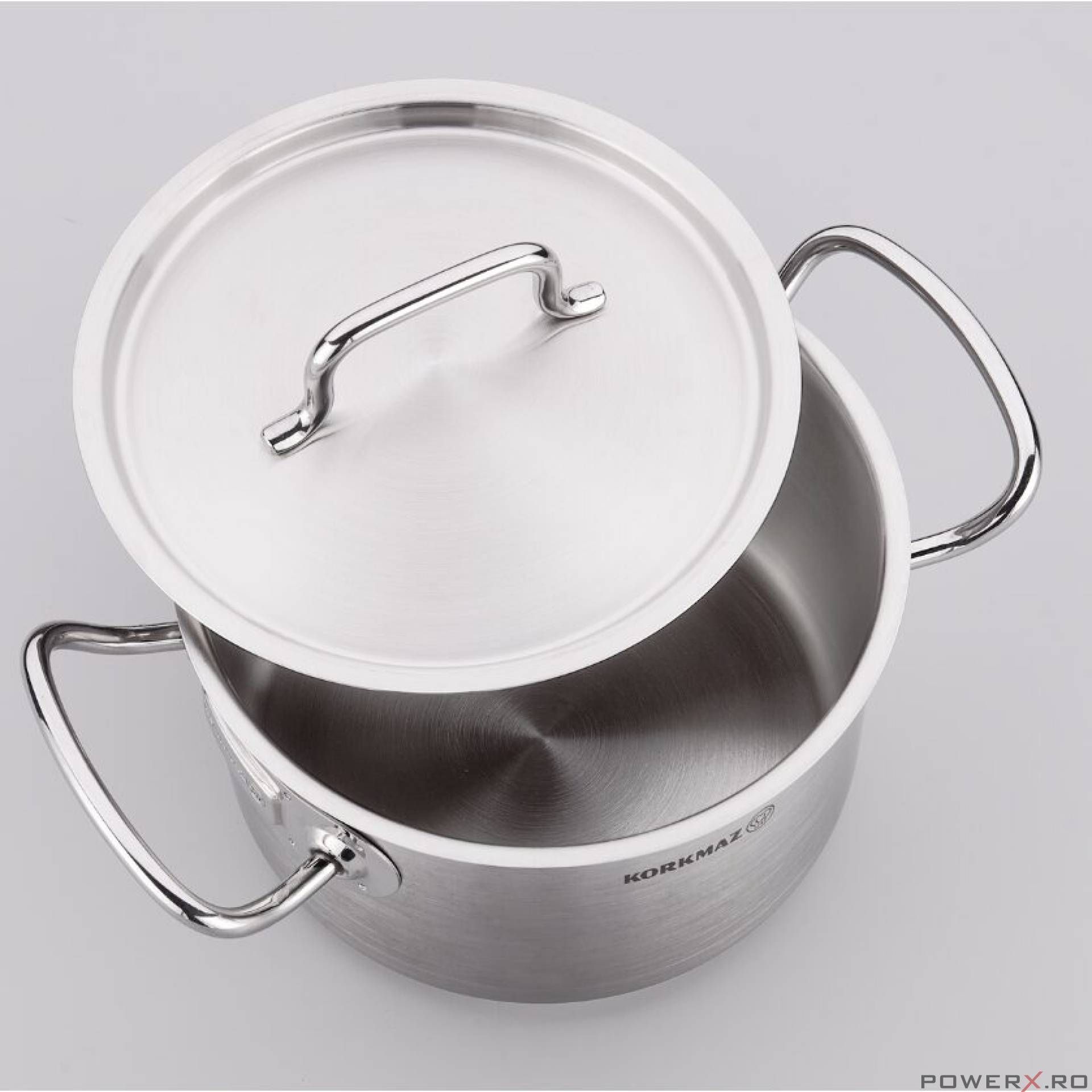 Oala din inox cu capac, capacitate 15 litri 36x17 cm, Korkmaz