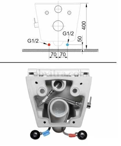 Конзолна тоалетна чиния без ръб къса проекция Gema