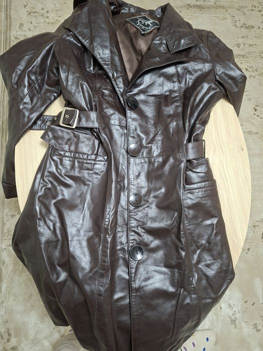 Женское кожанное пальто