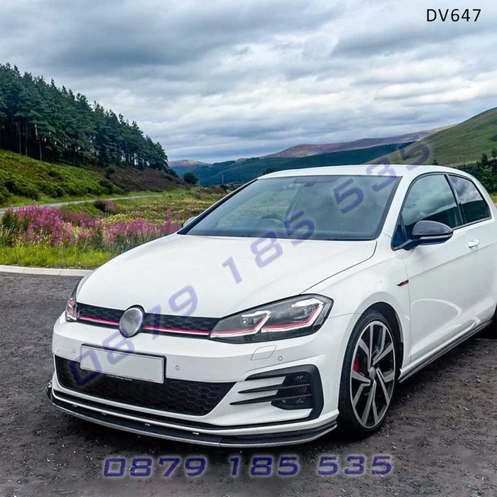 Черен лип спойлер предна броня GOLF 7.5 GTI R Line нож голф 7.5 тунинг